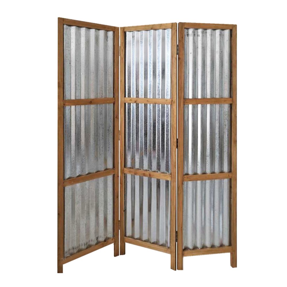 72" Brown Folding Three Panel Screen Room Divider HomeRoots