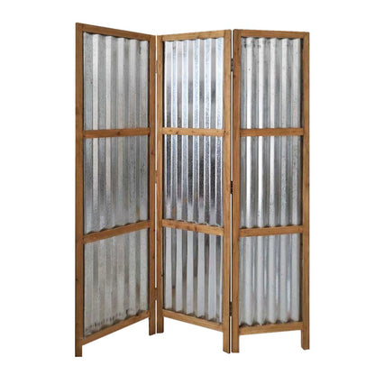 72" Brown Folding Three Panel Screen Room Divider HomeRoots