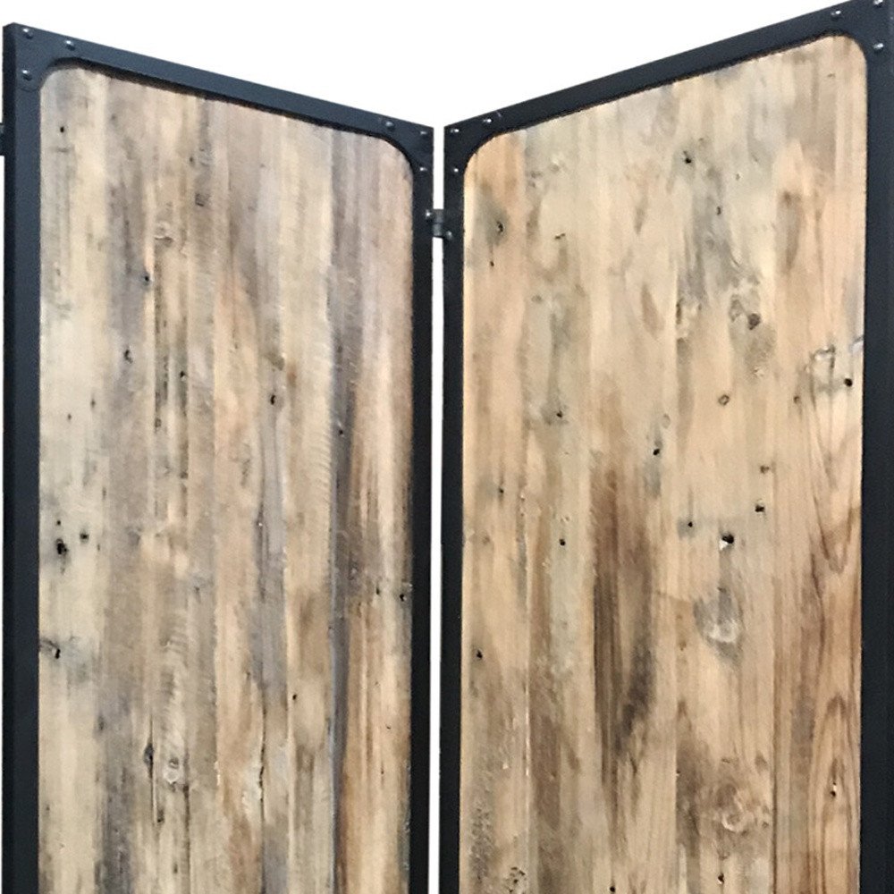 84" Brown Solid Wood Folding Four Panel Screen Room Divider HomeRoots