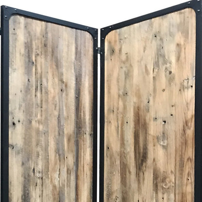 84" Brown Solid Wood Folding Four Panel Screen Room Divider HomeRoots