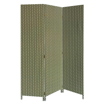 71" Green Fabric Folding Three Panel Screen Room Divider HomeRoots