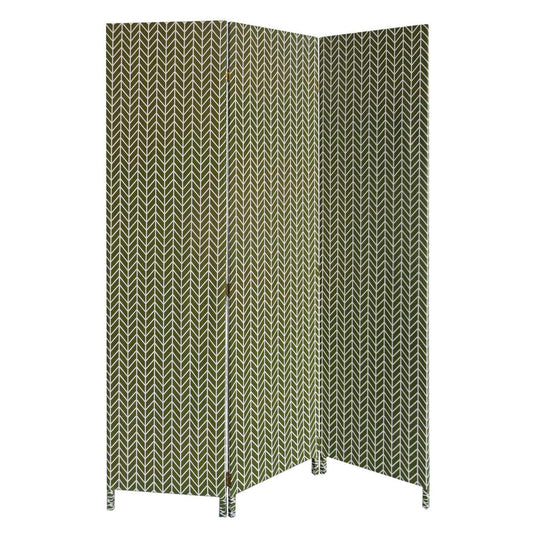 71" Green Fabric Folding Three Panel Screen Room Divider HomeRoots