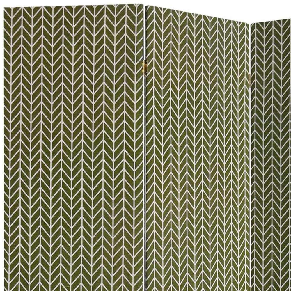 71" Green Fabric Folding Three Panel Screen Room Divider HomeRoots