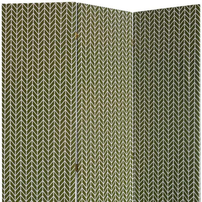 71" Green Fabric Folding Three Panel Screen Room Divider HomeRoots