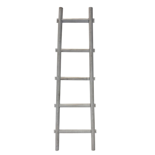 59" Gray Distressed Solid Wood Five Step Ladder Shelf HomeRoots