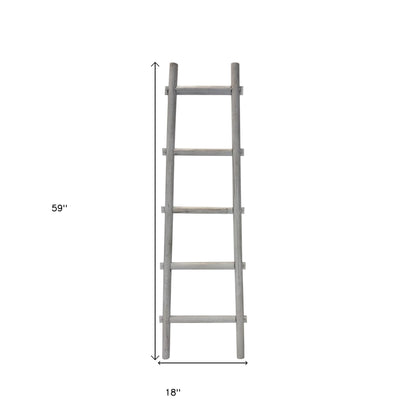 59" X 18" X 2" Grey Decorative Ladder Shelve