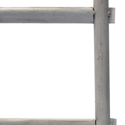 59" Gray Five Step Rustic Weathered Grey Wood Ladder Shelf