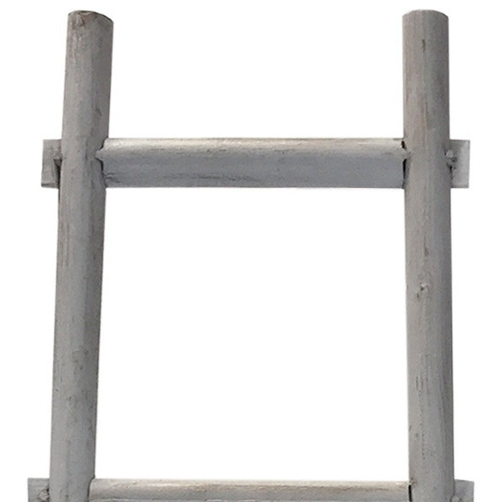 59" Gray Five Step Rustic Weathered Grey Wood Ladder Shelf HomeRoots