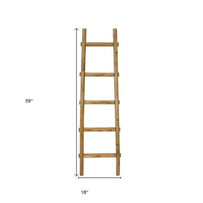 59" Gray Five Step Rustic Weathered Grey Wood Ladder Shelf HomeRoots