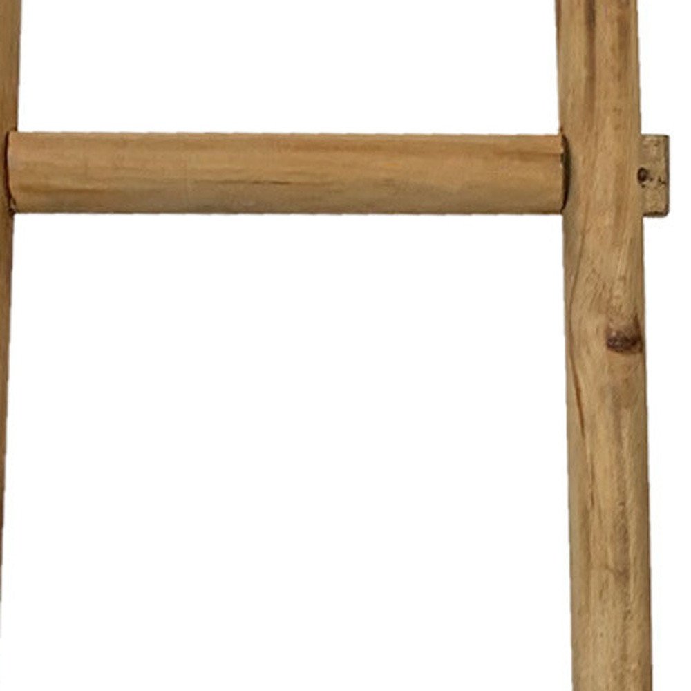59" Gray Five Step Rustic Weathered Grey Wood Ladder Shelf HomeRoots