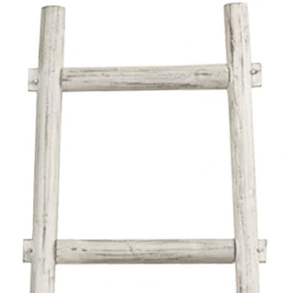 59" Gray Five Step Rustic Weathered Grey Wood Ladder Shelf