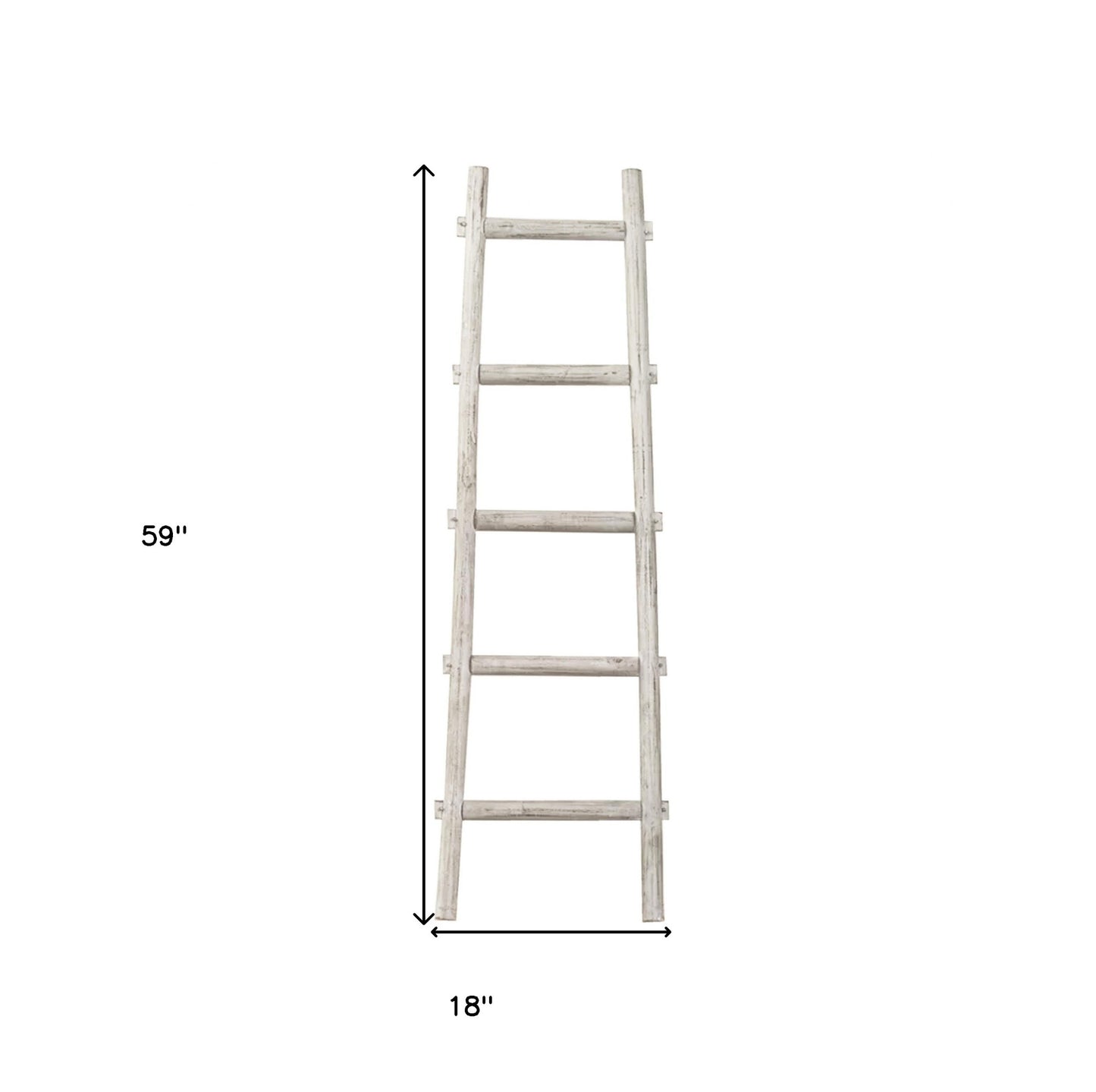 59" X 18" X 2" Grey Decorative Ladder Shelve