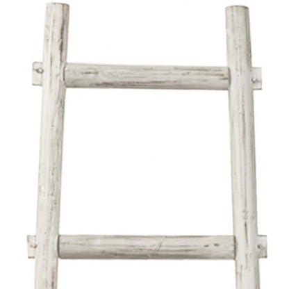 59" Gray Five Step Rustic Weathered Grey Wood Ladder Shelf