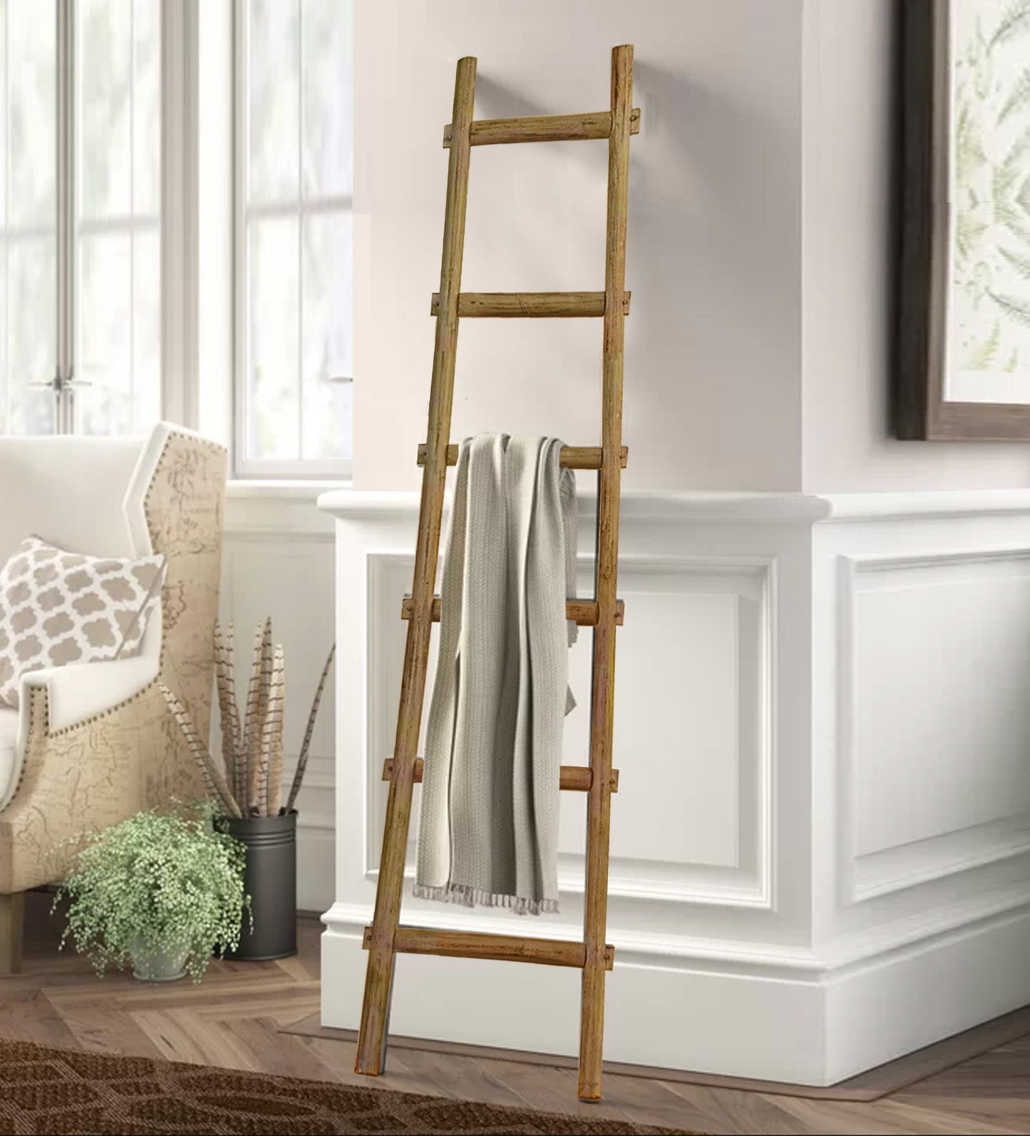 72" X 18"X 2" Brown Decorative Ladder Shelve