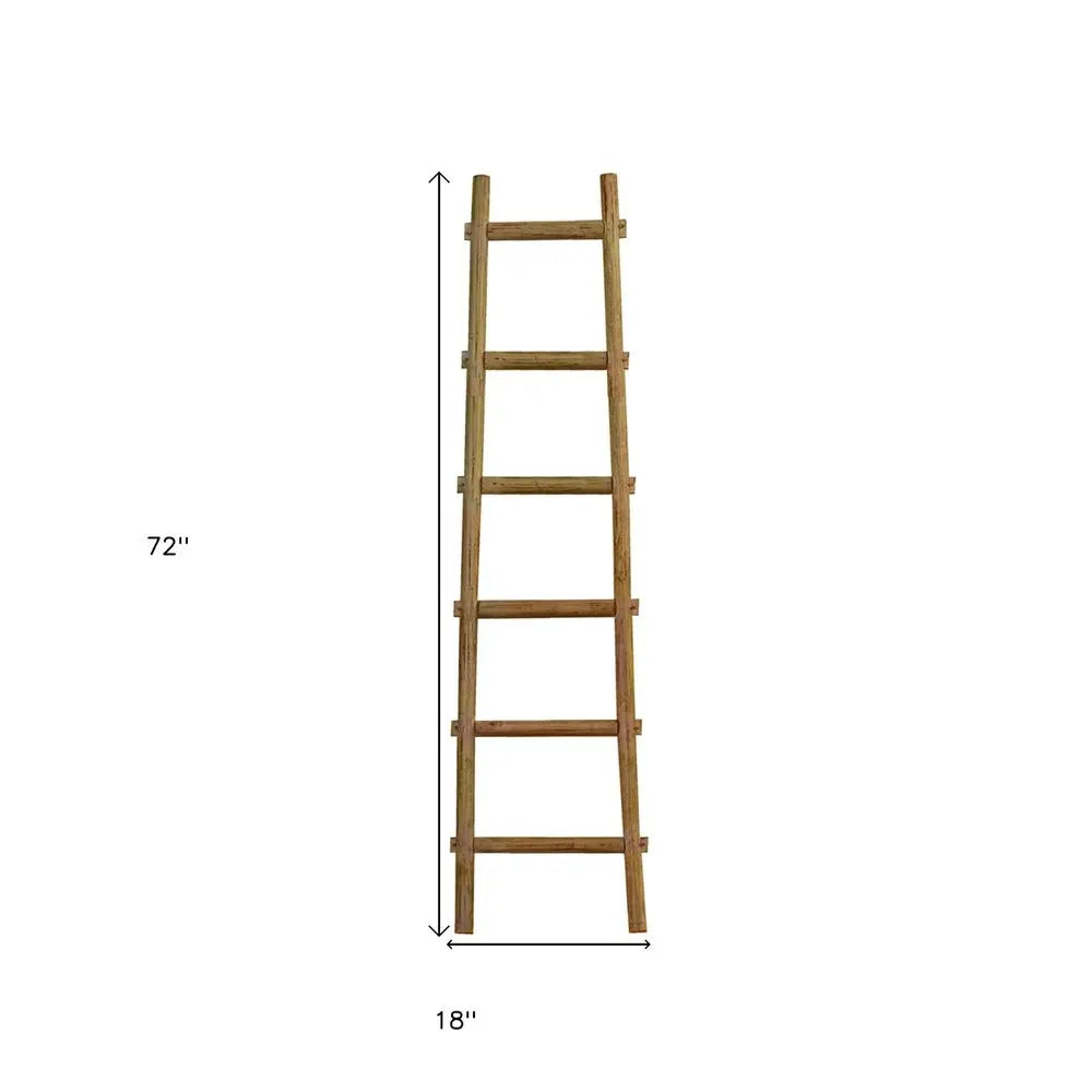 72" X 18"X 2" Brown Decorative Ladder Shelve HomeRoots