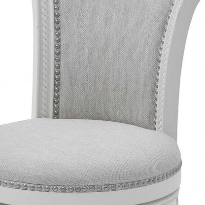 39" Light Gray And White Swivel Bar Chair With Footrest - FurniFindUSA