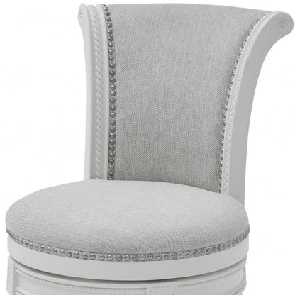 39" Light Gray And White Swivel Bar Chair With Footrest - FurniFindUSA
