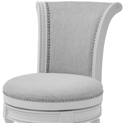 45" Light Gray And White Solid Wood Bar Chair With Footrest - FurniFindUSA