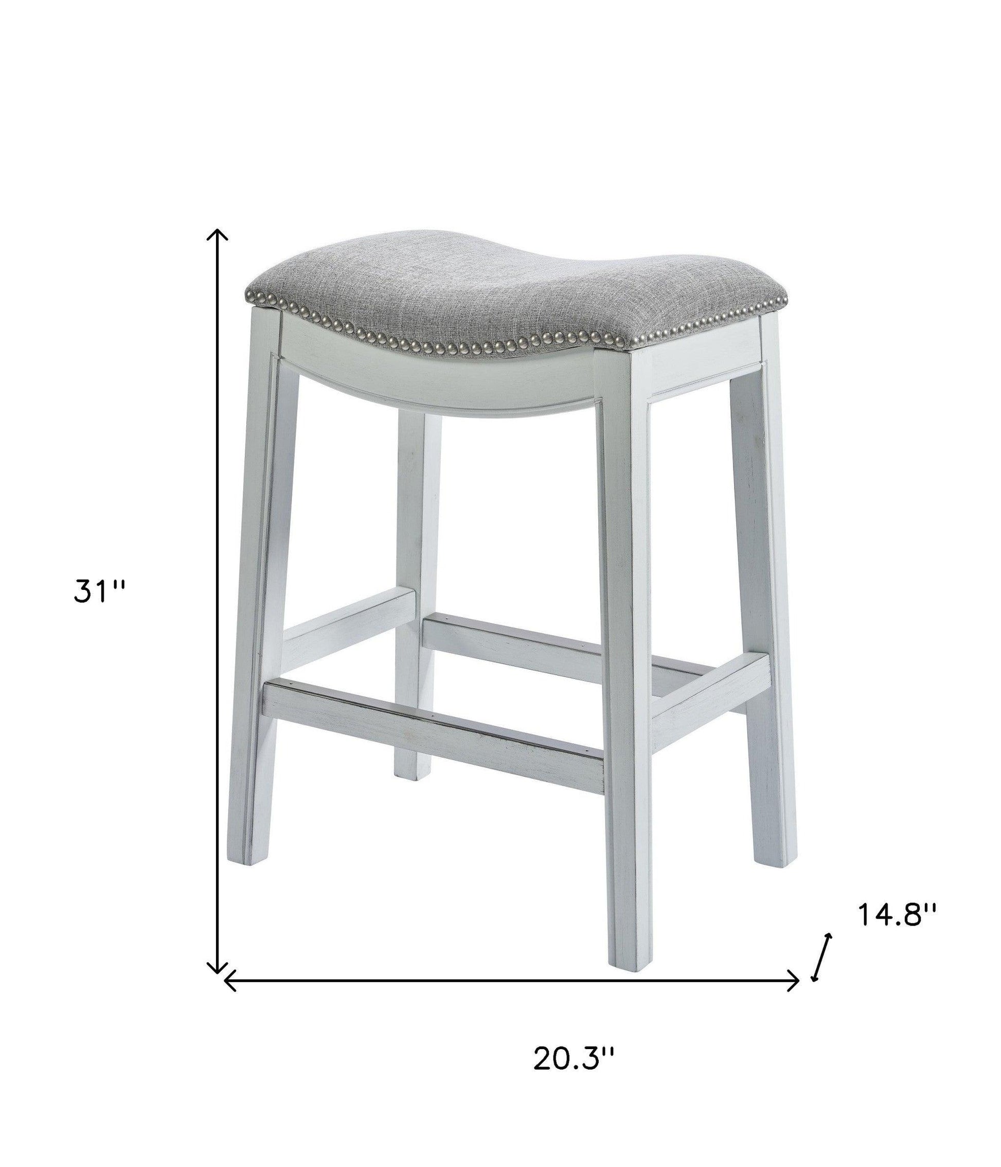 31" White Finished Solid Wood Bar Stool - FurniFindUSA