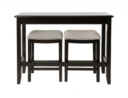 Set of Two 27" Light Gray And Dark Brown Fabric And Solid Wood Backless Bar Chairs HomeRoots