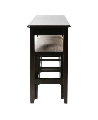 Set of Two 27" Light Gray And Dark Brown Fabric And Solid Wood Backless Bar Chairs HomeRoots