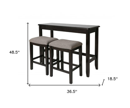 Set of Two 27" Light Gray And Dark Brown Fabric And Solid Wood Backless Bar Chairs HomeRoots