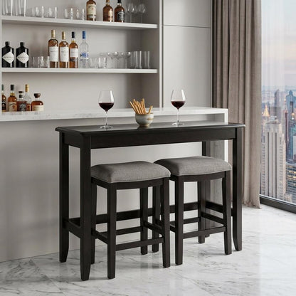 Set of Two 27" Light Gray And Dark Brown Fabric And Solid Wood Backless Bar Chairs HomeRoots