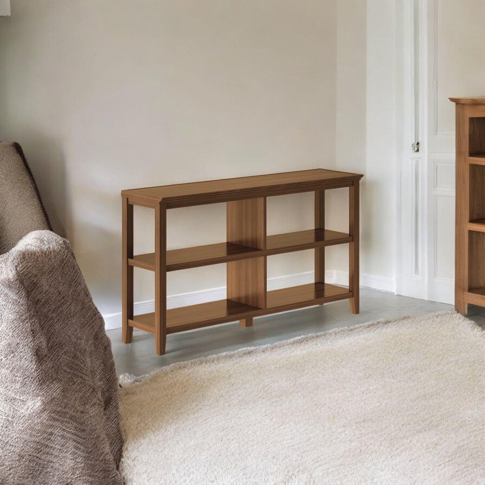 Brown Solid Wood Double Bookcase HomeRoots