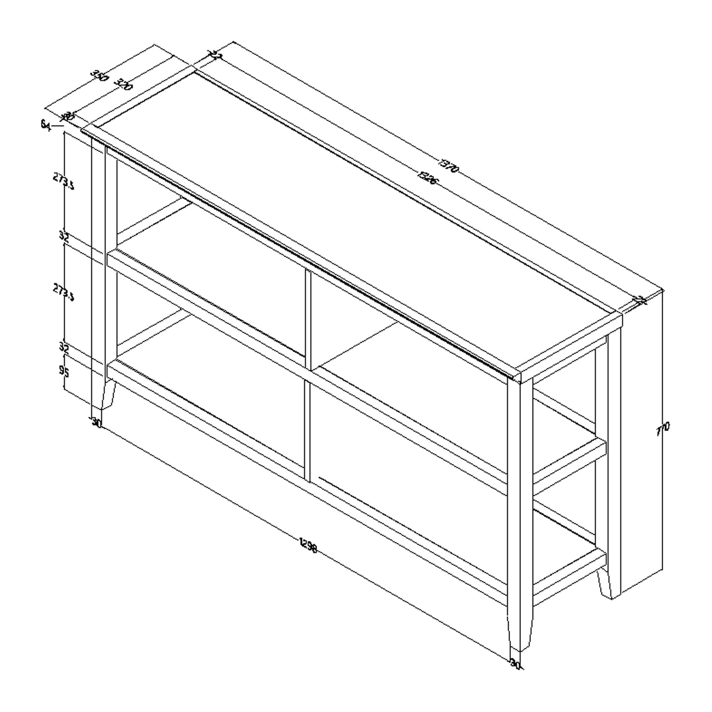 Brown Solid Wood Double Bookcase