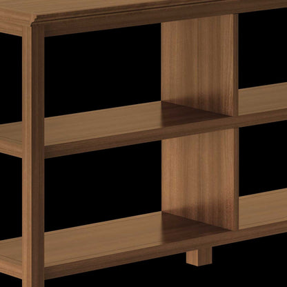 Brown Solid Wood Double Bookcase