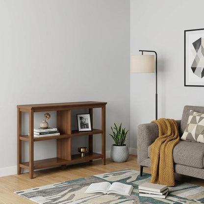 Brown Solid Wood Double Bookcase HomeRoots