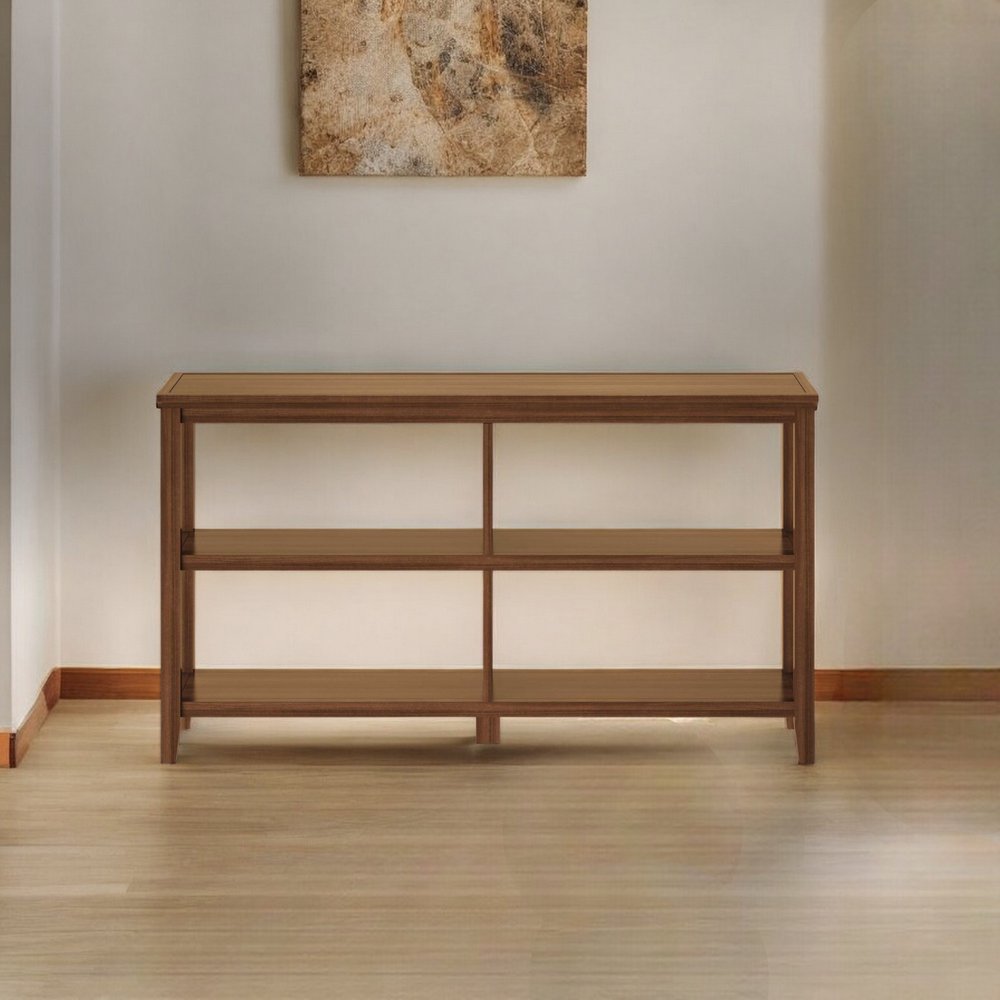 Brown Solid Wood Double Bookcase HomeRoots