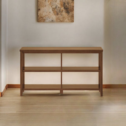 Brown Solid Wood Double Bookcase HomeRoots