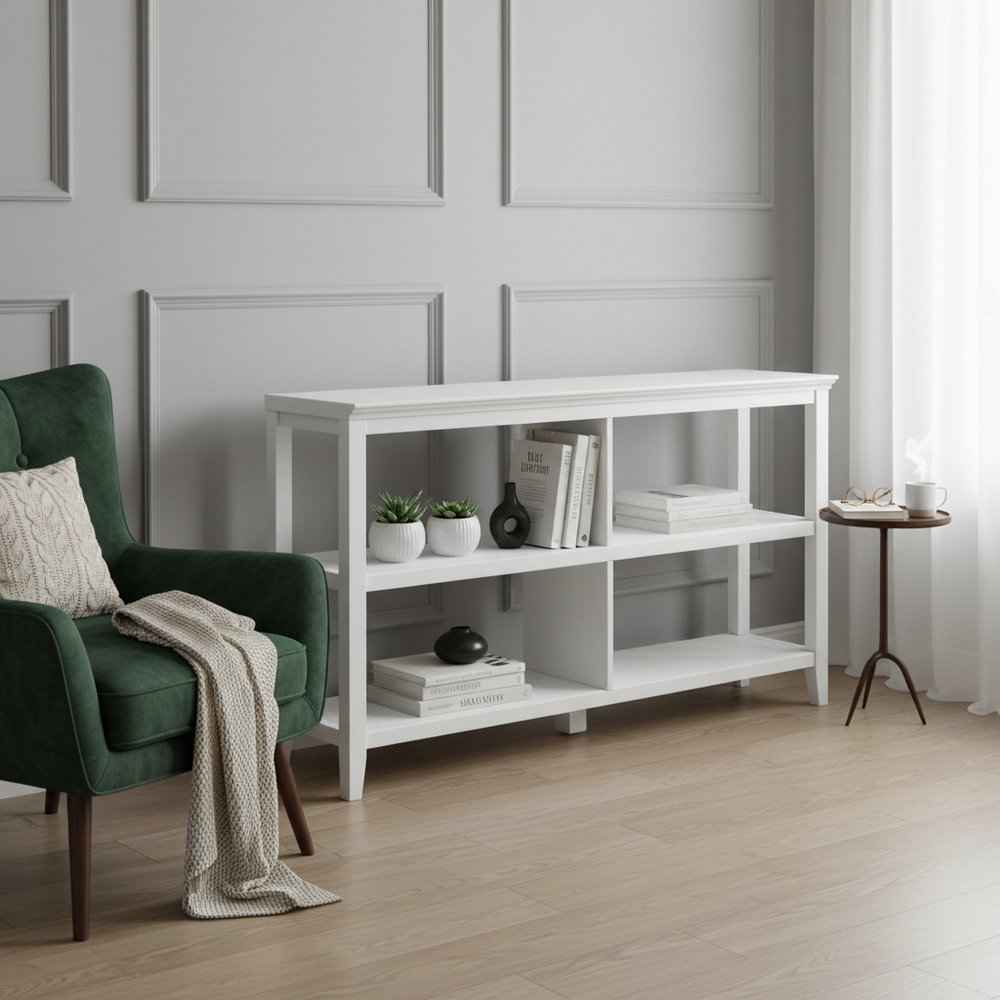 30" White Wood Two Shelf Bookcase HomeRoots