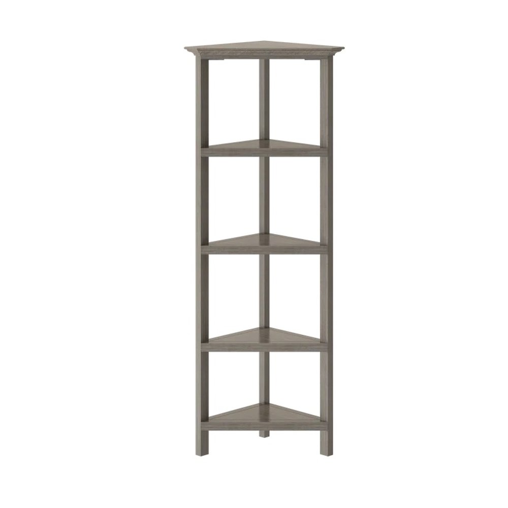 Gray Solid Wood Corner Bookcase — view 2
