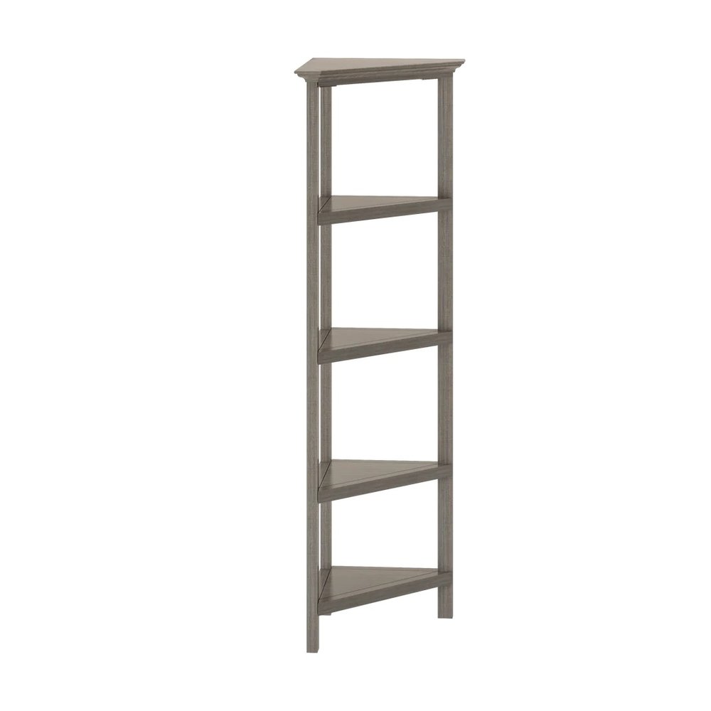 Gray Solid Wood Corner Bookcase HomeRoots