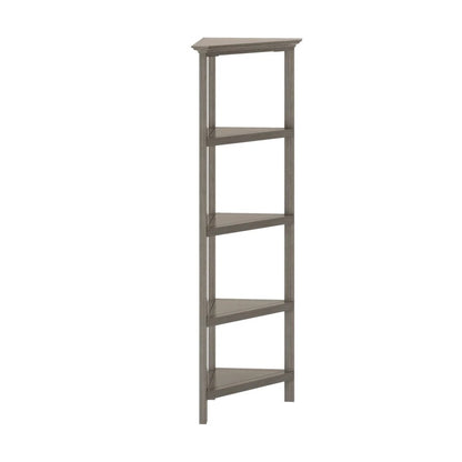 Gray Solid Wood Corner Bookcase HomeRoots