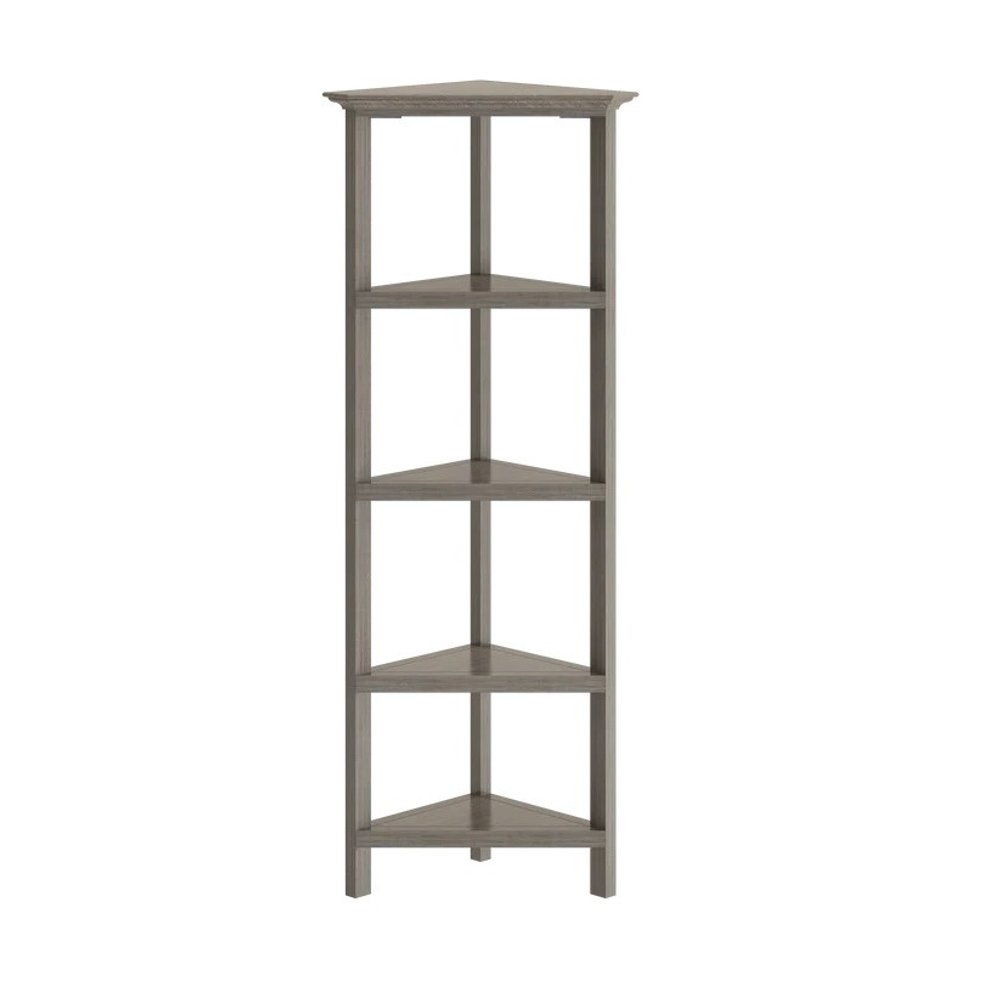Gray Solid Wood Corner Bookcase — view 5