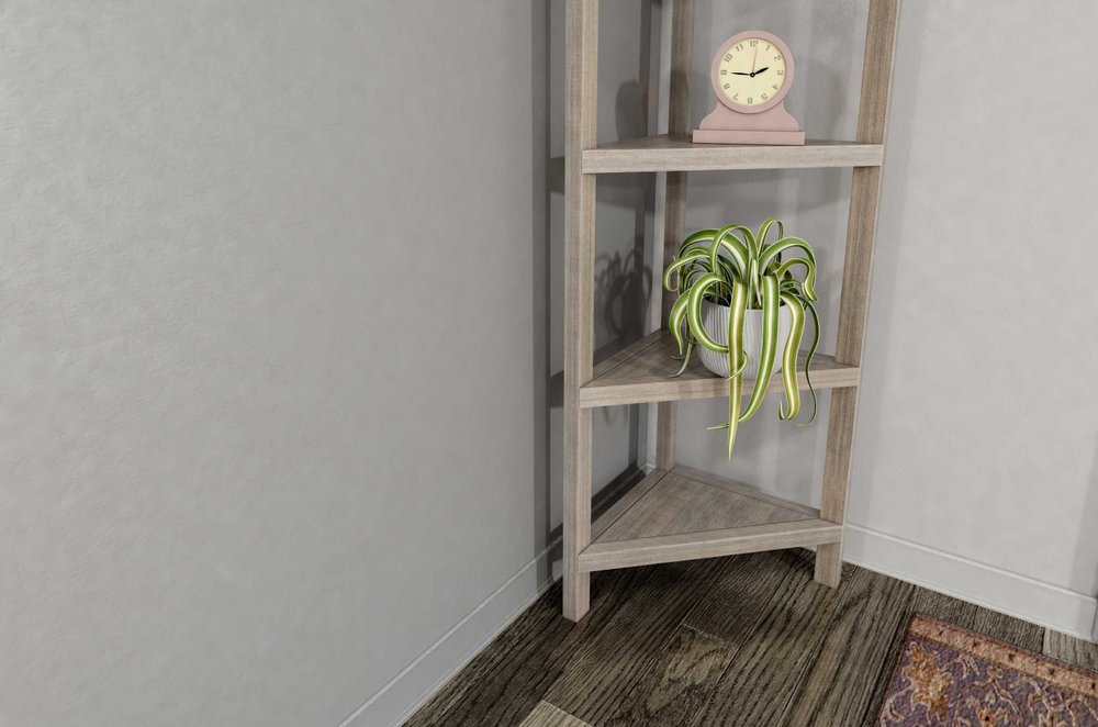 Gray Solid Wood Corner Bookcase — view 1