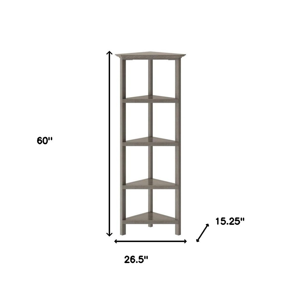 Gray Solid Wood Corner Bookcase HomeRoots