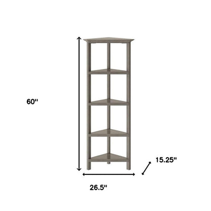Gray Solid Wood Corner Bookcase HomeRoots