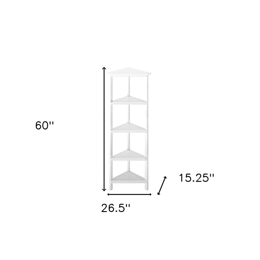 White Solid Wood Corner Bookcase HomeRoots