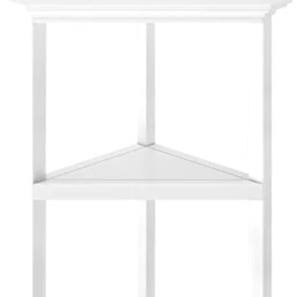 60" White Solid Wood Corner Bookcase