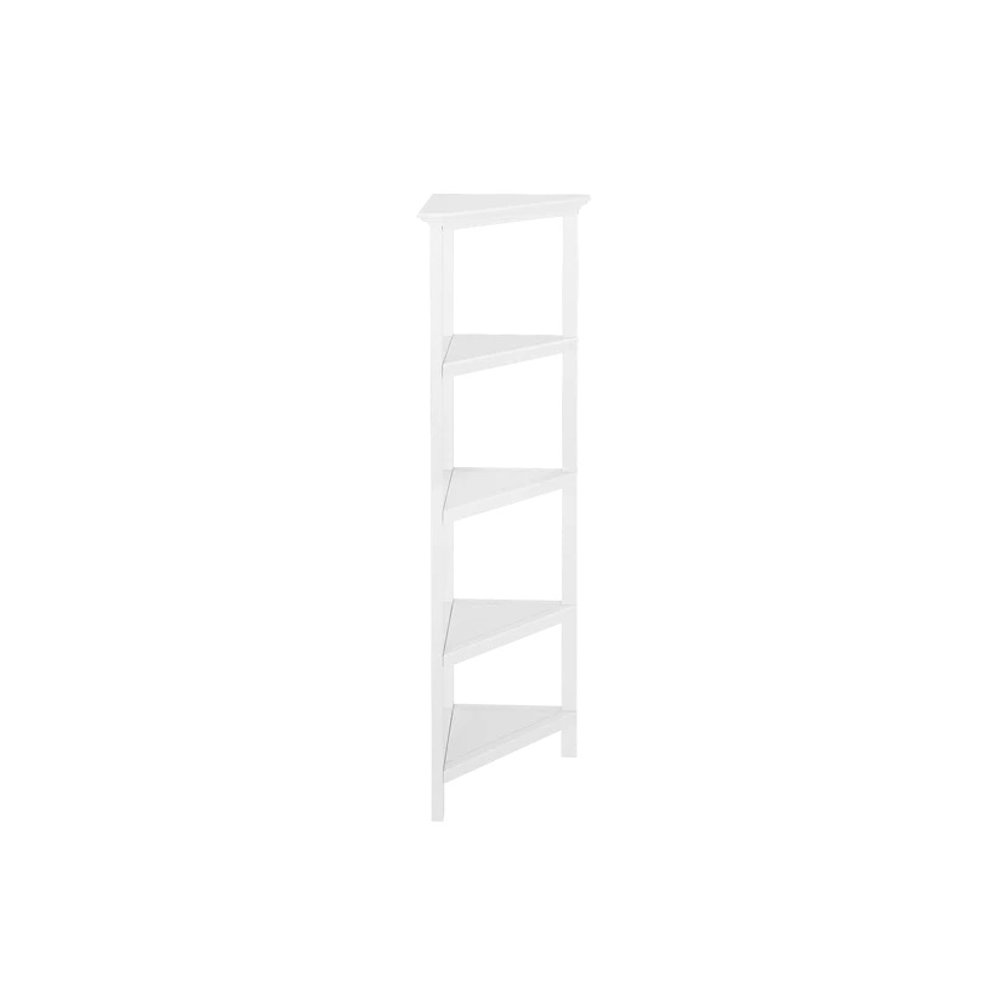 White Solid Wood Corner Bookcase HomeRoots