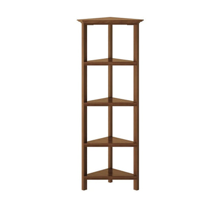 60" Walnut Solid Wood Four Tier Corner Bookcase HomeRoots