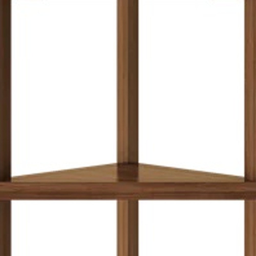 60" Walnut Solid Wood Four Tier Corner Bookcase HomeRoots