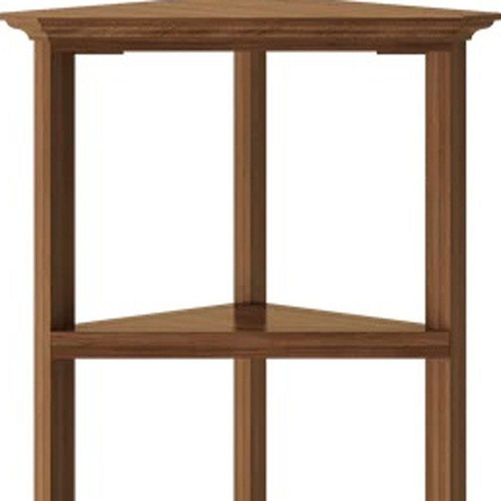 60" Walnut Solid Wood Four Tier Corner Bookcase — view 6