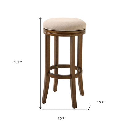 30" Honeysuckle Finished Solid Wood Frame With Cream Fabric Bar Stool - FurniFindUSA