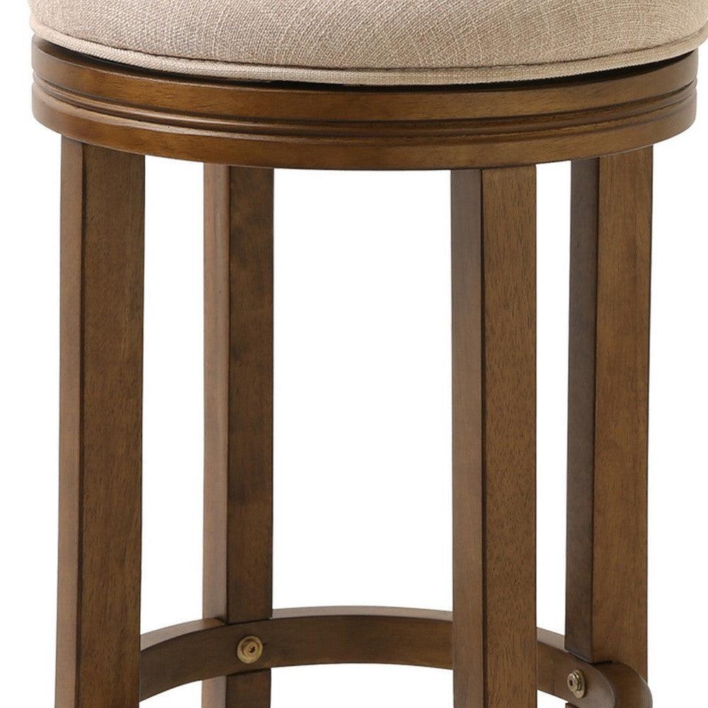 30" Honeysuckle Finished Solid Wood Frame With Cream Fabric Bar Stool - FurniFindUSA