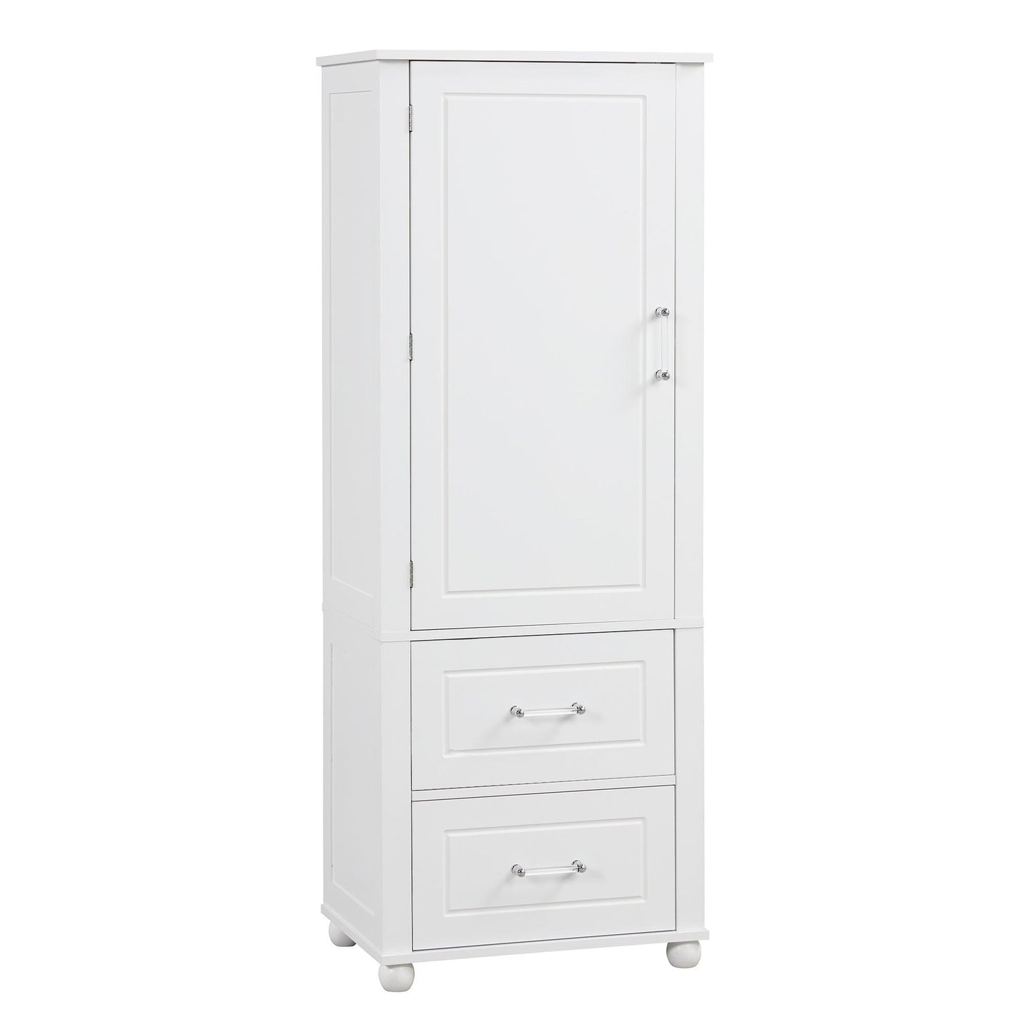 Tall bathroom storage cabinet with two drawers and adjustable shelves for independent storage - FurniFindUSA